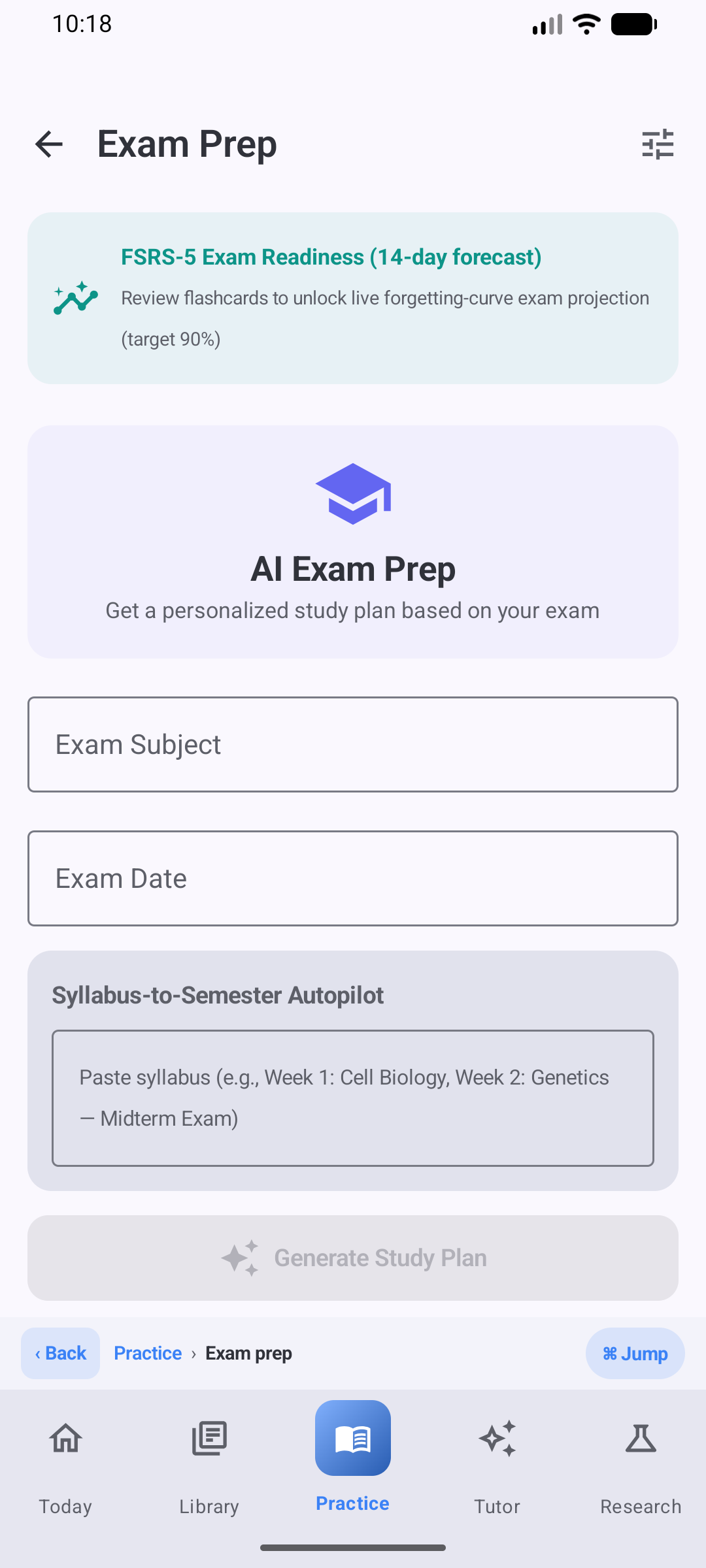 Exam Prep — FSRS-5 Exam Readiness Forecast & Syllabus-to-Semester Autopilot